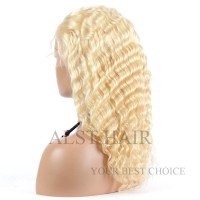 Wholesale Top Quality Unprocessed Cuticle Aligned Deep Wave 613 Brazilian Virgin Honey Blonde Human Hair Full Lace Wig