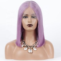 hot selling deep middle parting transparent lace wigs colorful purple human hair bob full lace wigs