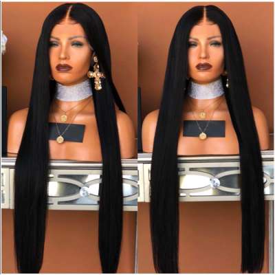 High quality 38 inch glueless straight virgin hair full lace wig