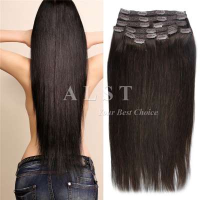 Factory price wholesale clip in remy human hair extensions